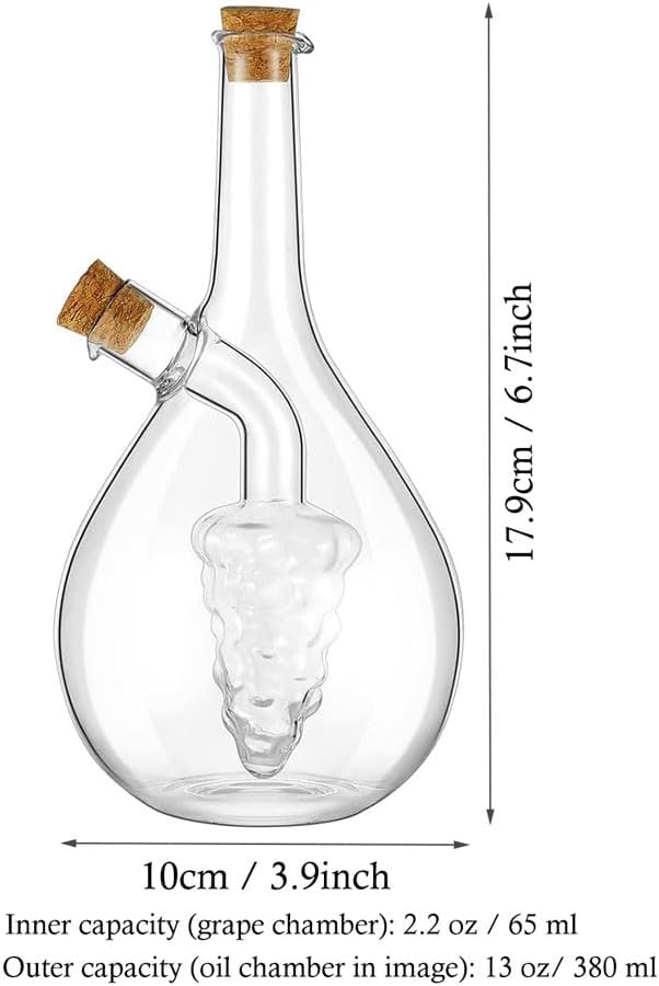 Oil and Vinegar Dispenser, 2 in 1 Glass Olive Oil and Vinegar Cruet Dispenser Bottle, Kitchen Olive Soy Sauce