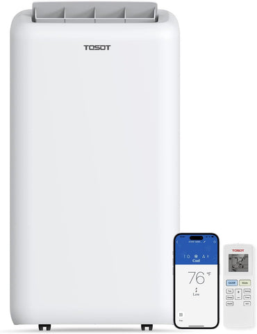 14,000BTU (9,600 BTU SACC) Smart WiFi Portable Air Conditioner with Heater, Powerful Cooling Auto Swing, Dehumidifier