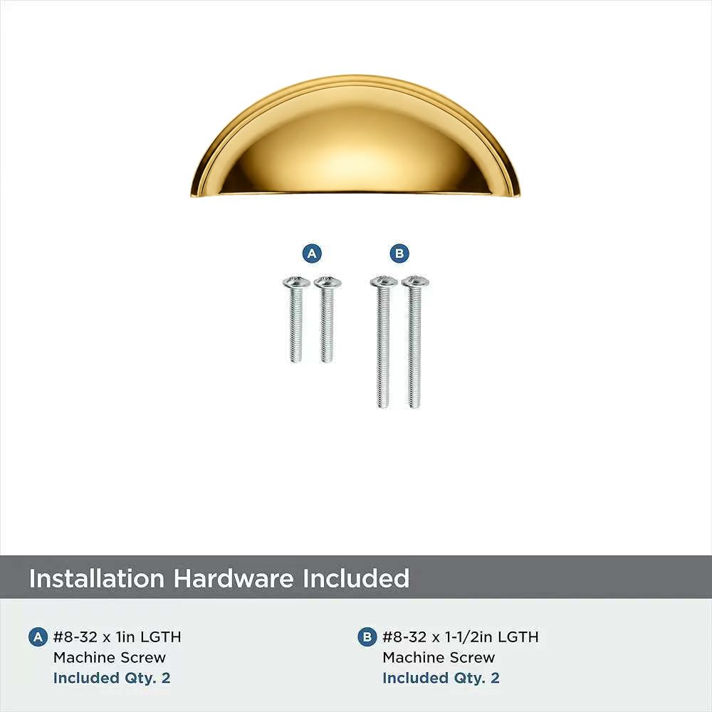5-Pack 100% Solid Unlacquered Brass 3inch Drawer Pulls Cabinet Cup Pulls Kitchen Hardware Cabinet Handles Drawer