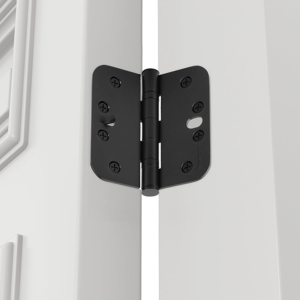 6 Pack Black Security Door Hinges 4 Inch with 5/8" Radius Corner
