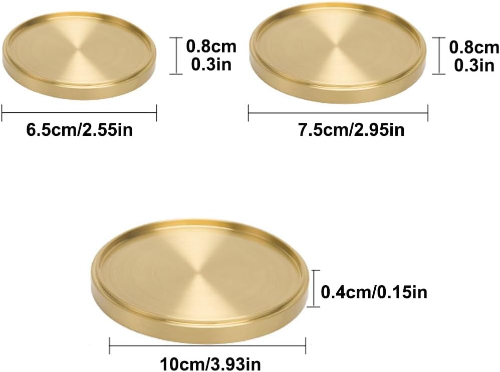 Heavy Brass Coasters for Drinks,Solid Copper Cup Holder Teacup Mat,Enhance Your Table Bar with Elegant Gold Decor
