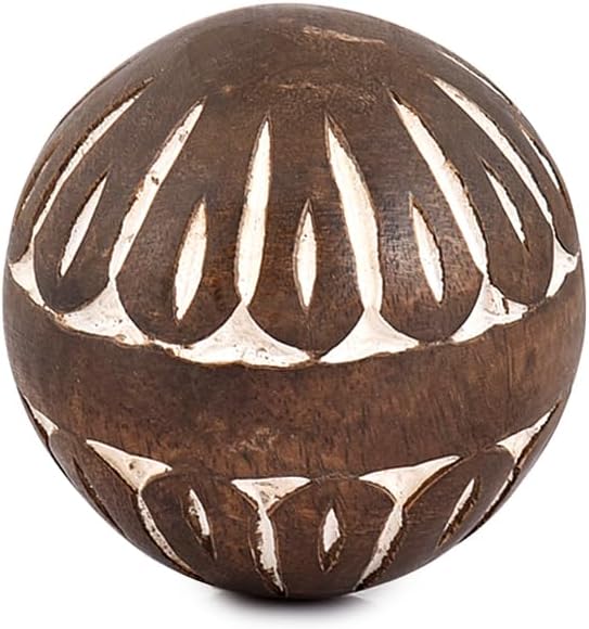 Mango Wood White Decorative Ball for Living, Dining Room Decor - Coffee Table Centerpiece Home Décor (3" x - Set of 3