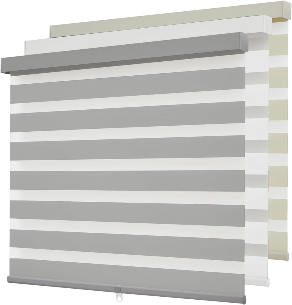 Cordless Zebra Blinds for Windows,Free-Stop Roller Zebra Shades,Light Filtering Blinds for Indoor windows with Upgraded Cassette,Pull Down Privacy Window Shades for Home (25" W x 72" H, Ivory)