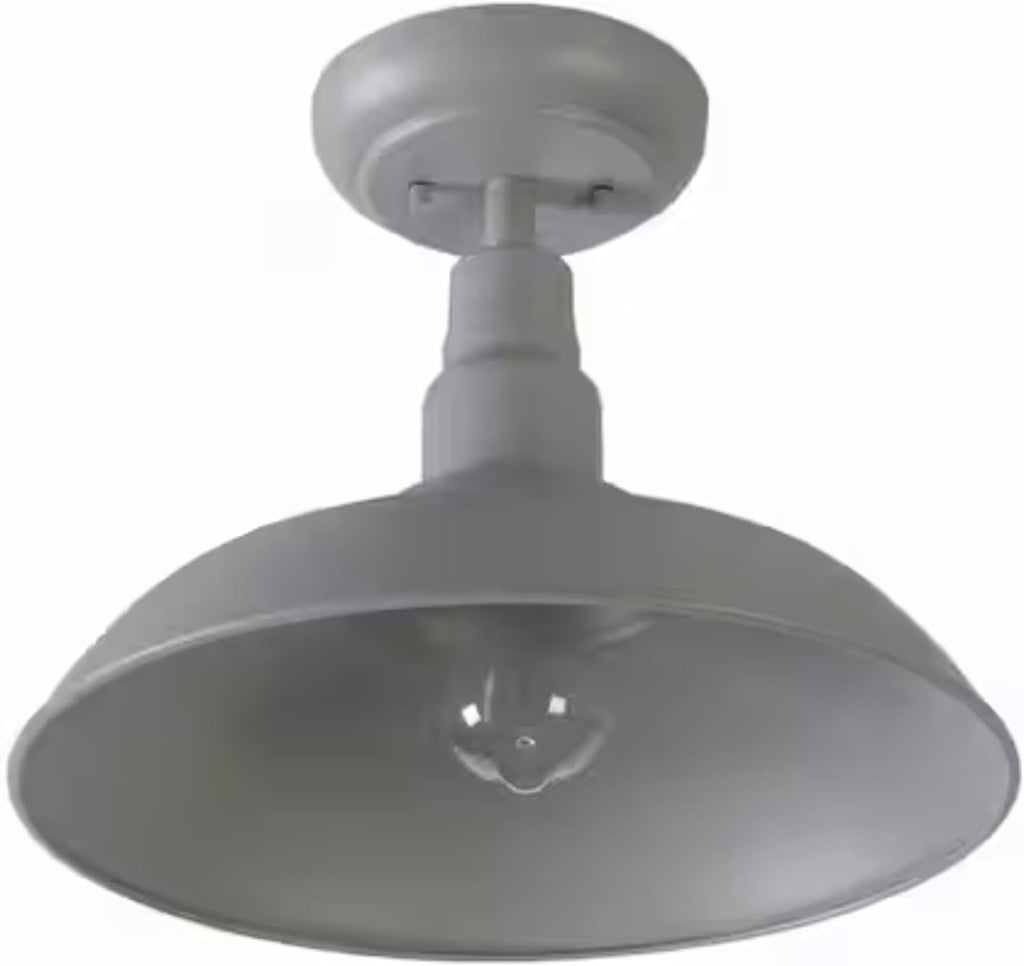 14" Semi Flush Mount Ceiling Light Fixture in Grey Finish, Stylish Metal Fixture for Indoor and Outdoor Spaces