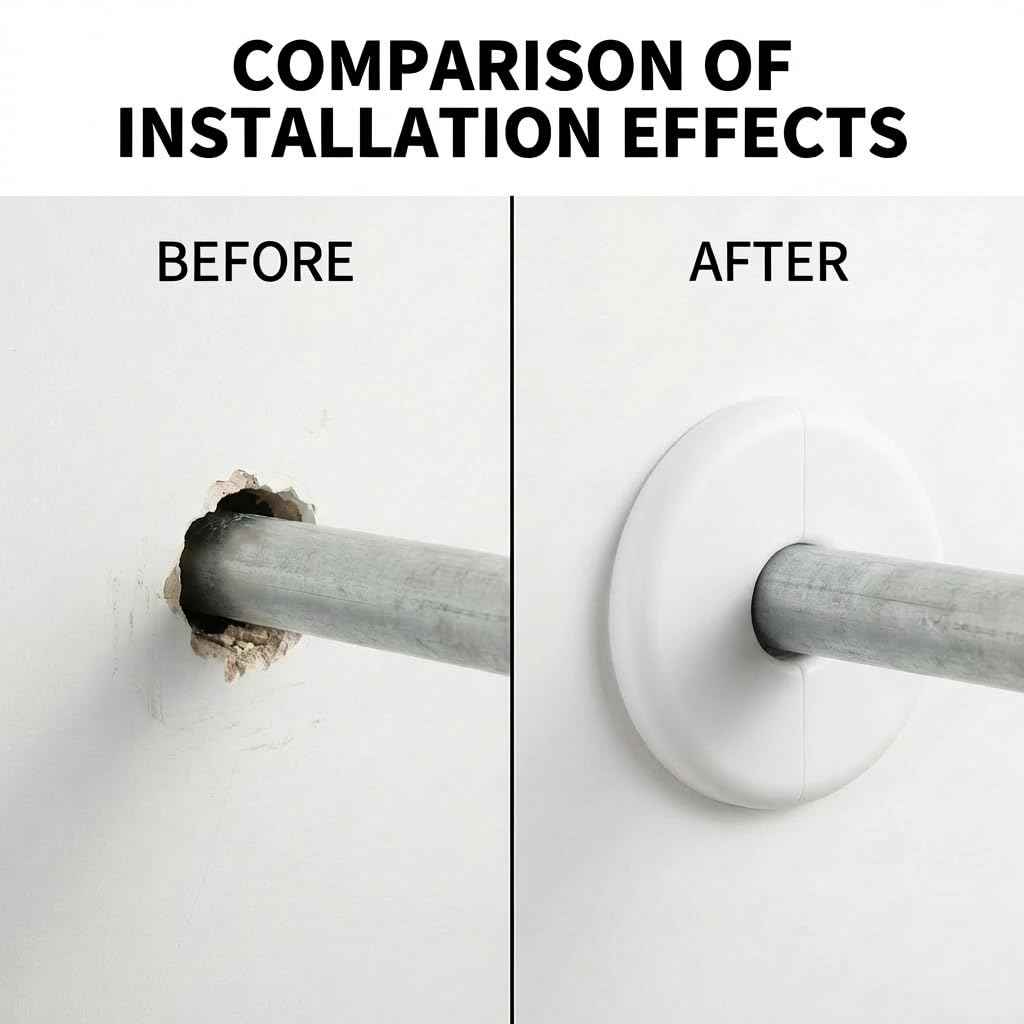 2pcs Wall Split Flange, white Self-Adhesive Pipe Cover Escutcheon Plate