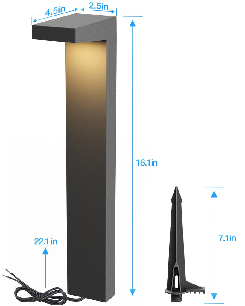 5W 3000K LED Low Voltage Landscape Pathway Lights Black, 12 Pack
