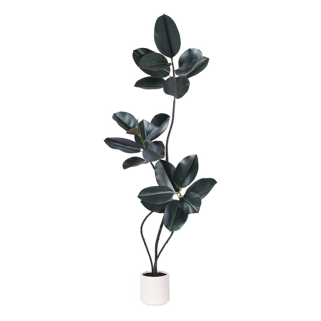 Artificial Rubber Tree Plant -5FT Faux Plants Indoor with Planter, Tall Fake Trees Lifelike Branches & Foliage, Large