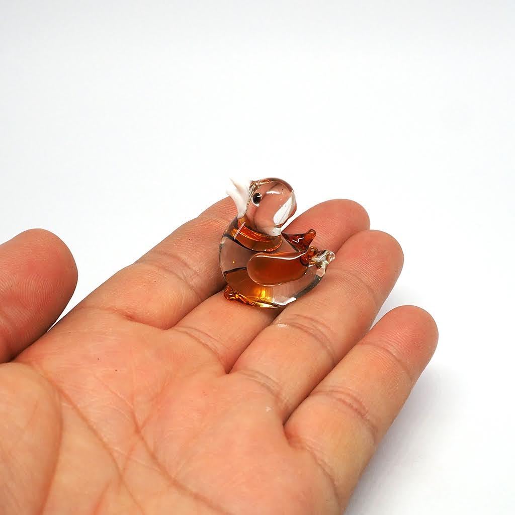 Hand-Blown Glass Brown Hen Chicken Figurine, Farmhouse Decor