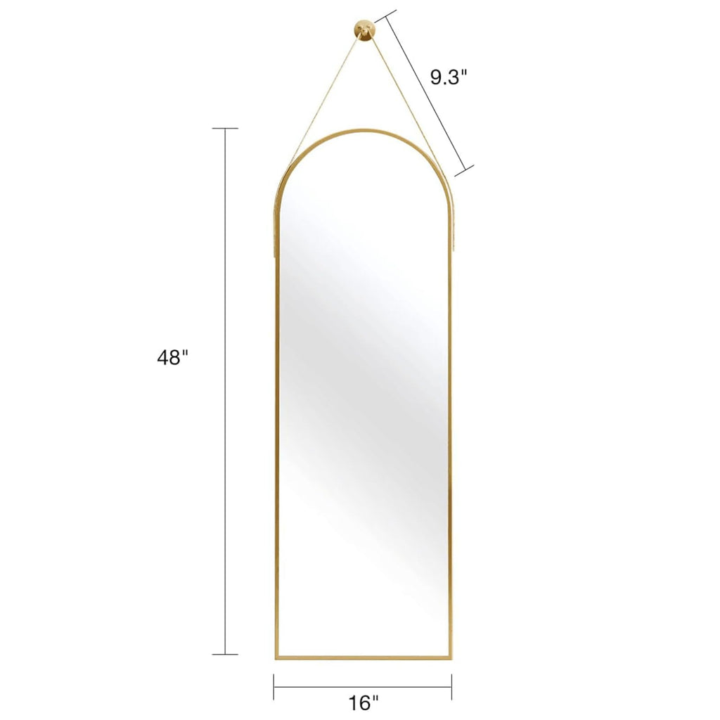 Full Length Mirror Wall Mounted, 48"x16" Arch Hanging Mirror (Gold)