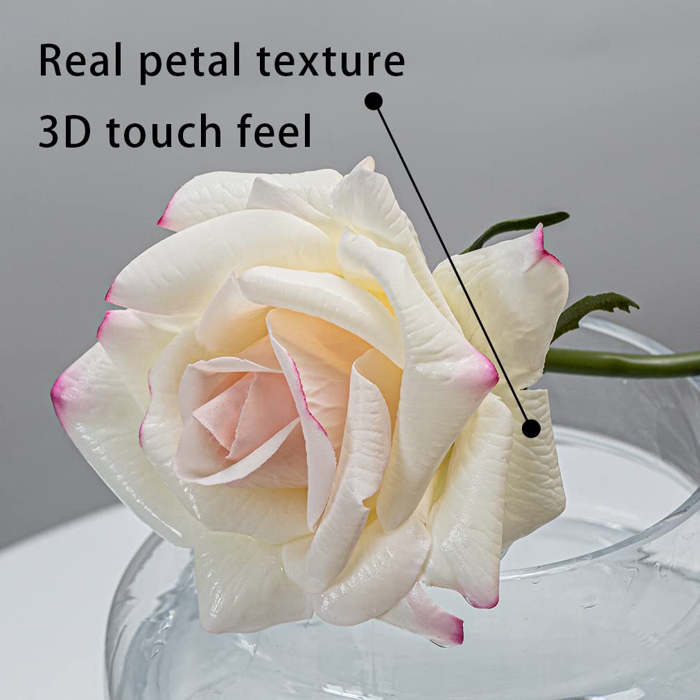 Artificial Roses Single Stem 10pcs Fake Silk Flower Arrangement Bouquet Party Wedding Decoration(Rose red)
