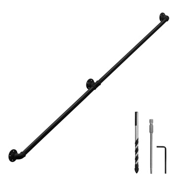 8FT Industrial Pipe Wall Handrail, Farmhouse Stairway Railing with 1-1/4 Inch Outer Diameter Pipe, Vintage Style