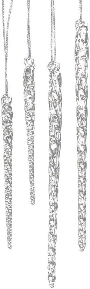 3.5-5.5 Inch Clear Glass Icicle Ornament Pieces - Set of 24