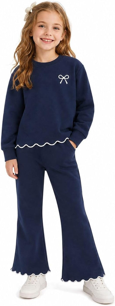Girls Outfit Set 2 Piece Sweatshirt Top with Flare Pants