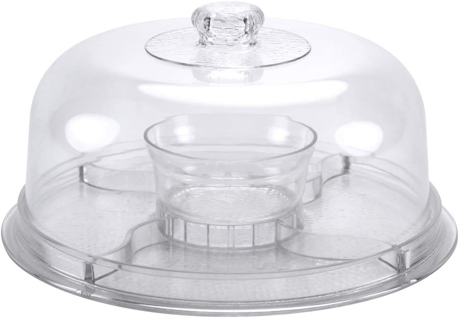 Cake Stand with Dome Cover, 6-in-1 Multi-Purpose Use, Cake Stand with Lid, Serving Platter, Punch Bowl, Desert