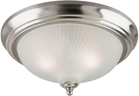 Flush Mount Ceiling Fixture A19 13 in. Dia Nickel Bx