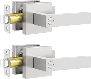 2 Pack Door Locks, Keyless Interior Door Knobs with Lock, Heavy Duty Zinc Alloy Door Handles, Privacy Door Locks