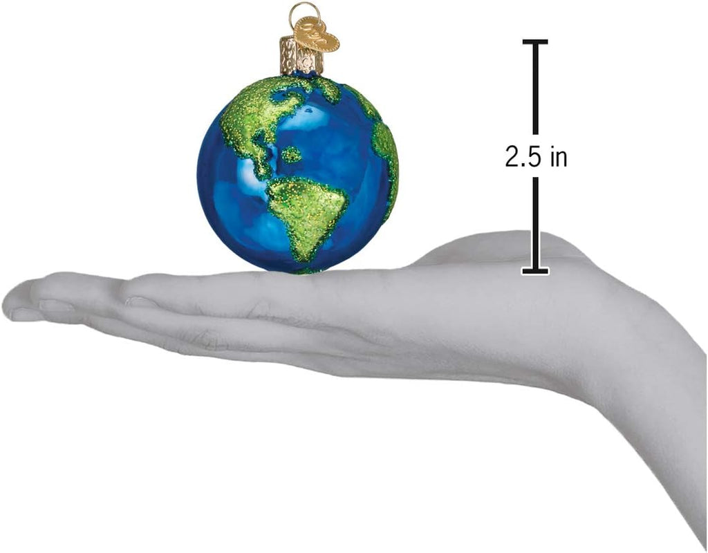 Planet Earth Glass Blown Ornament, Handcrafted Holiday Decoration, Outer Space Collection