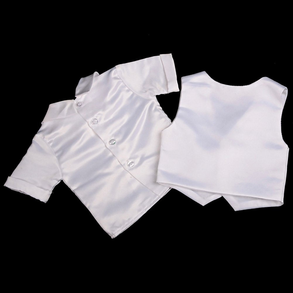 Baby Boys Christening Satin Suit Set White, Months