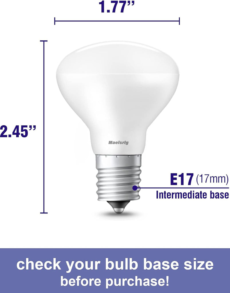 E17 R14 LED Bulb Dimmable 4W(40W Equivalent) Small Light Bulb, E17 Intermediate Base, 300 Lumens, Curio Cabinet Light