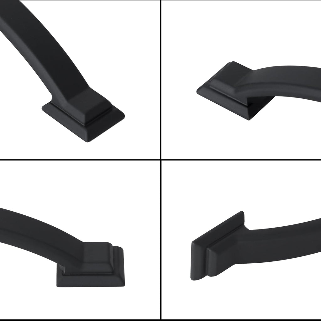 2 Pack 3-3/4 Inch Cabinet Pulls Matte Black Kitchen Cabinet Handles Zinc Alloy Drawer Pulls Solid Cabinet Hardware