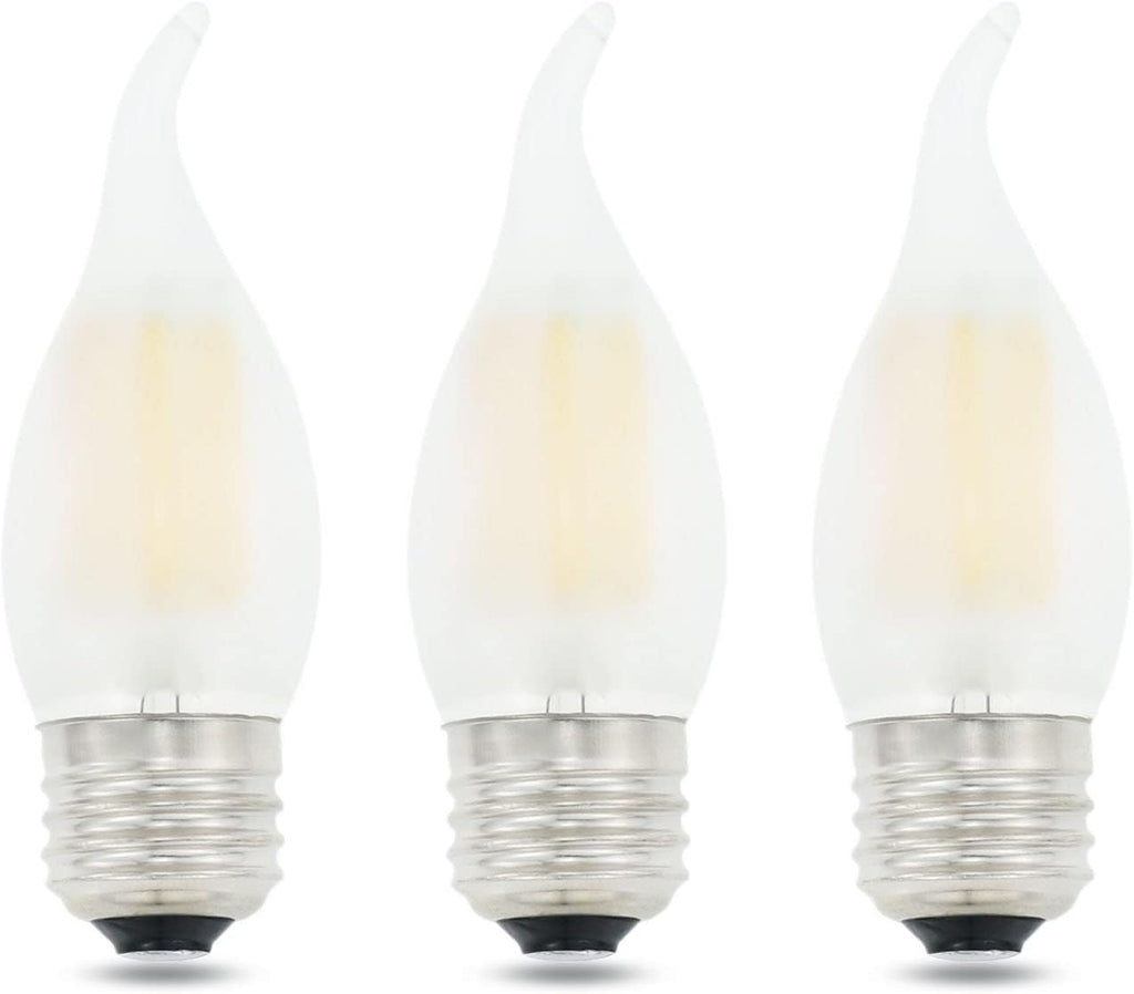 LED Candelabra Bulb 4W Dimmable 40W Equivalent,Frosted Glass Flame Tip Shape,E26 Base 2700K Warm White Decorative