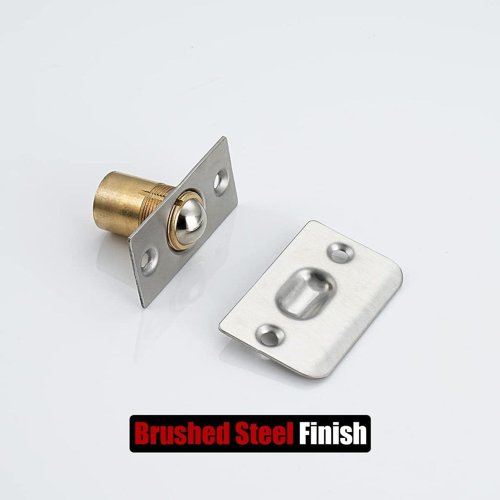 Closet Door Ball Catch Hardware, Stainless Steel Catch Adjustable with Strike Plate, Brushed Satin Finish 2 Pack