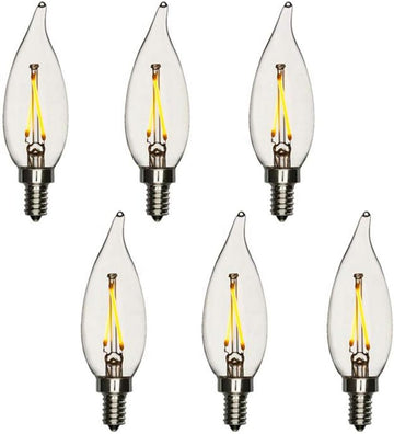 25W Equal LED Candelabra Bulb Bent Tip 2 Watts Warm White 2700K E12 Base Filament Style Chandelier Bulb. UL Listed