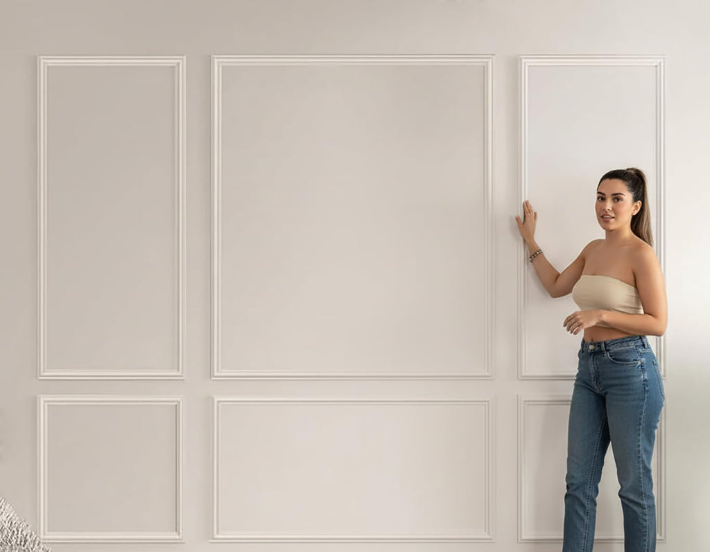 Pre-Cut Peel and Stick Wall Molding Kit Wainscoting Trim- Self Adhesive Premade Accent Panel Chair Rail for Interior