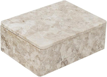 Beige Rectangular Marble Box - Decorative Storage, Home and Office Tabletop Decoration, Living Room Console Table
