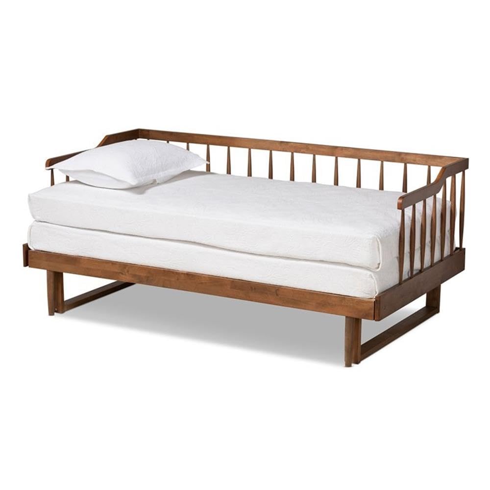 Muriel Walnut Wood Expandable Twin to King Size Spindle Daybed