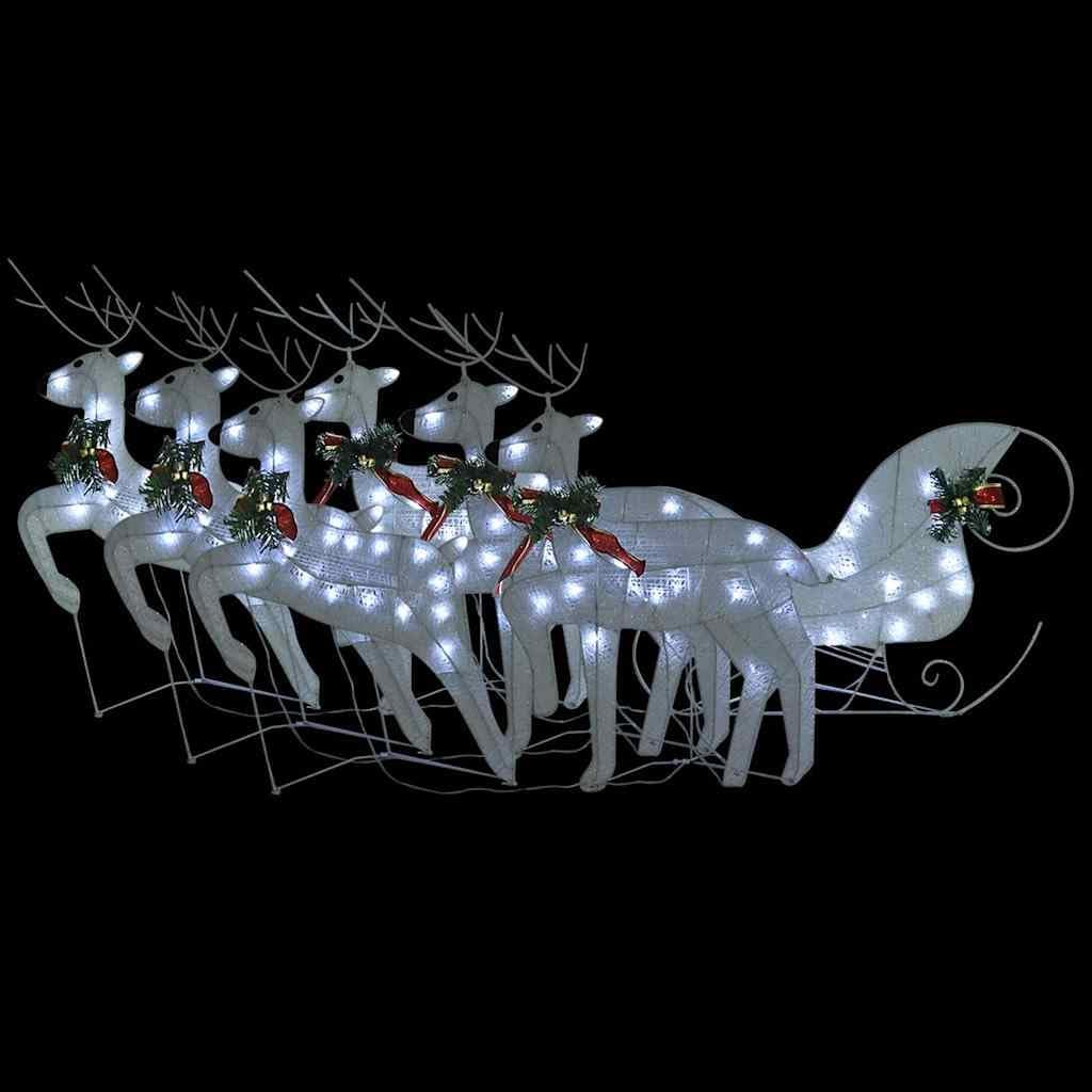 Lighted Reindeer & Sleigh Christmas Decoration with 140 LEDs for Outdoor Holiday Lawn Decoration, White - 522