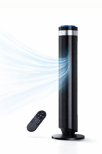 Tower Fan , Oscillating Bladeless Fan with Remote, 5 Speeds 4 Modes Quiet Fan 28dB, 22.3ft/s High Velocity,12H Timer