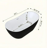 59" Deep Soaking Bathtub, Non-Slip Acrylic Tub with Chrome Drain, CUPC Certified, Ergonomic Modern Bath for Bathrooms