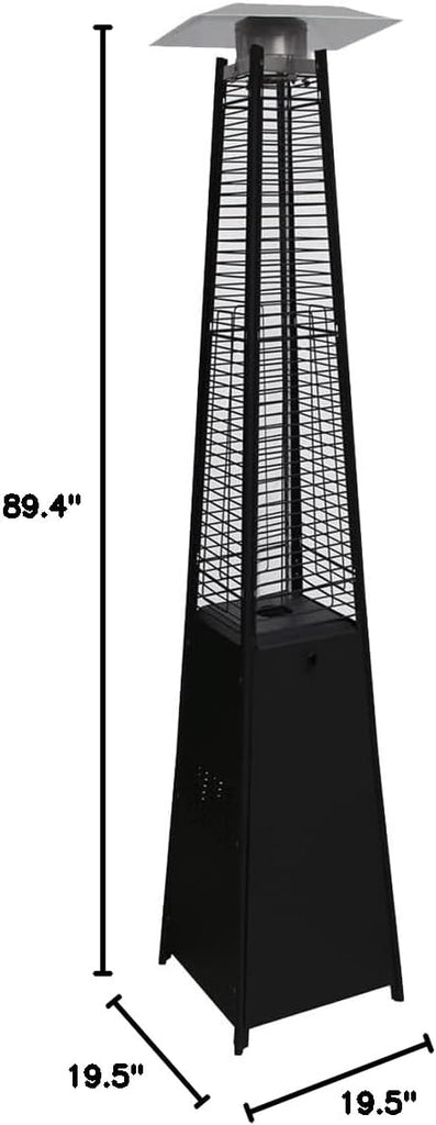 42,000 BTU Floor Standing 360° Pillar of Flame Gas Outdoor Patio Heater, 89" Pyramid Heater s, Black