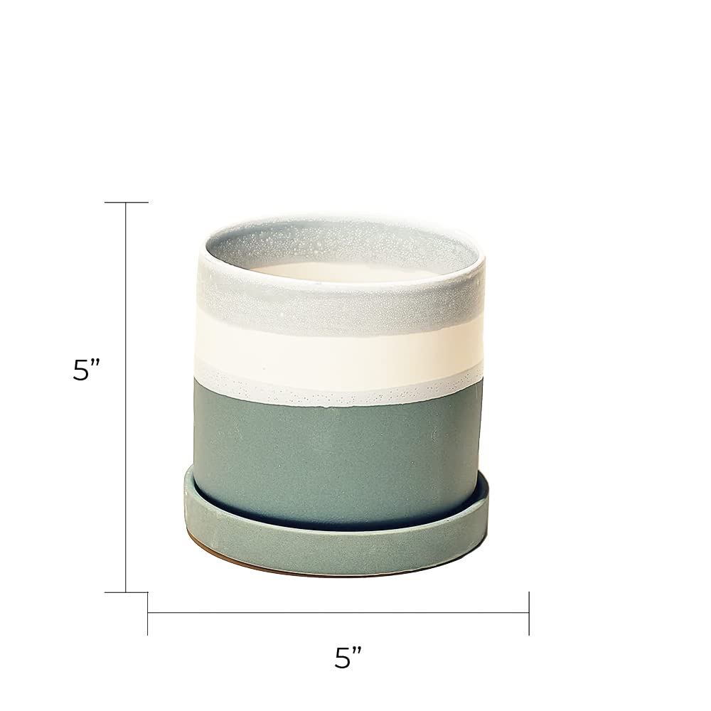 Minute' Ceramic Planter Pot - Cute 5" Colorful Succulent Pots for Indoor & Outdoor House Plants - Beautiful Modern