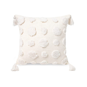 White 18x18 Boho Throw Pillow Cover Tufted Chenille 1PC No Insert