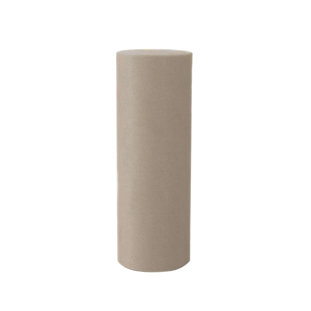 12" x 300 ft Wedding Tulle Roll Fabric for Wedding Party Banquet Event Baby Shower Favors DIY Decorations - Taupe