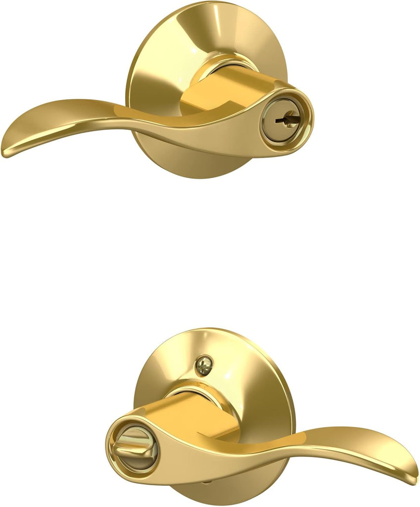 ACC 505 Accent Door Lever, Keyed Entry Lock, Bright Brass