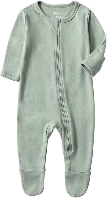 Baby Boys Girls Organic Cotton Zip-Front Sleeper Pajamas, Footed Sleep 'n Play
