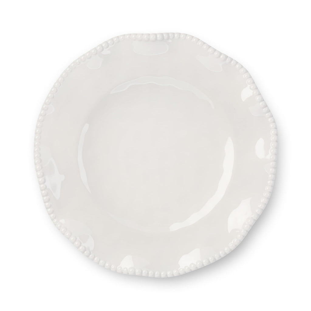 Perlette Off-White Beaded 12-Piece Dinnerware Set - Includes 4 Dinner Plates, 4 Salad Plates, 4 Bowls (7.5" x 2", 22