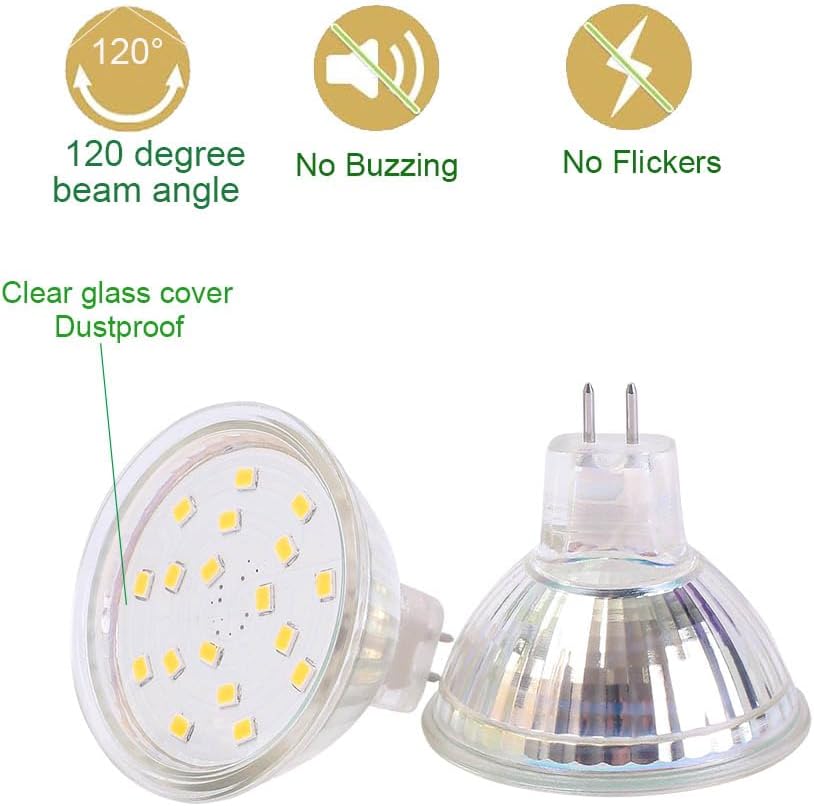 MR16 Led Light Bulbs AC/DC12V Non-dimmable GU5.3 4W led Spotlights 3000K Warm White 300LM 35W Halogen Bulbs