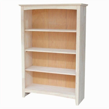 Solid Wood Shaker Bookshelf, 48" H, Unfinished