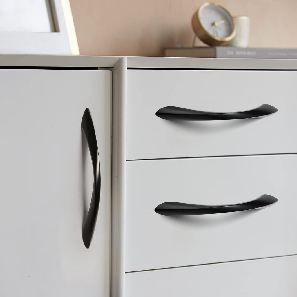 Black Cabinet Pulls 5 Inch Arch Twisted Matte Black Handles Drawer Kitchen Cupboard Bathroom Dresser Cabinet Hardware