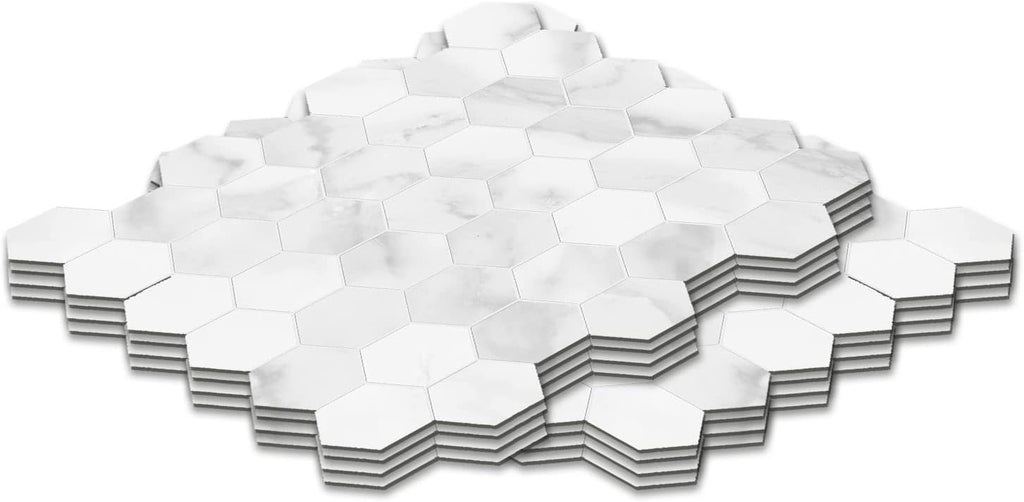 BuildMyplace 2-Inch Plata Statuario Brina Hexagon Matte Glazed Porcelain Mosaic Floor and Wall Tile, 10 Pieces