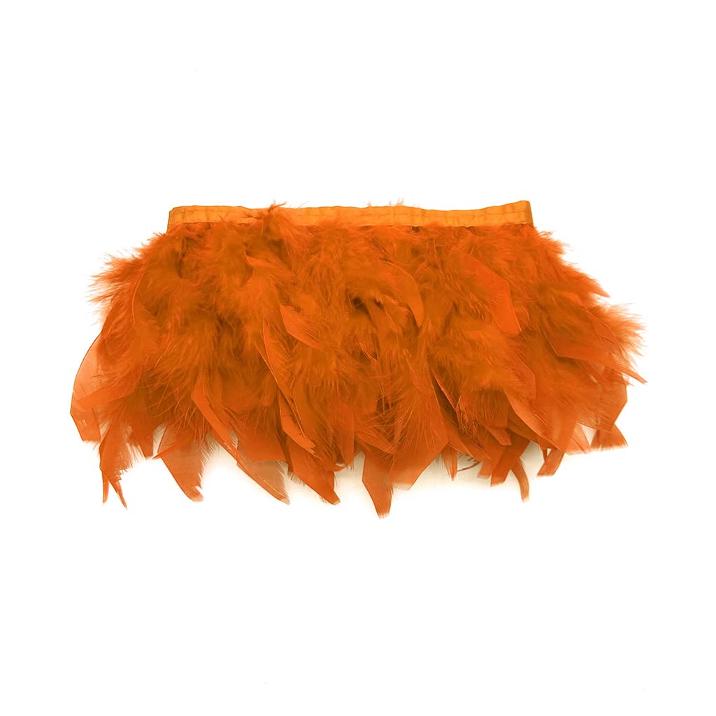 Orange 4-6inch 2yard Turkey Feather Fringe Trim for Dress Sewing Crafts Costumes Accessories Party Supplies Festival
