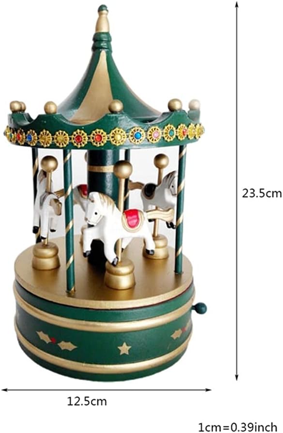 Wooden Classic Musical Carousel Music Box, Cute Christmas Decoration(A)