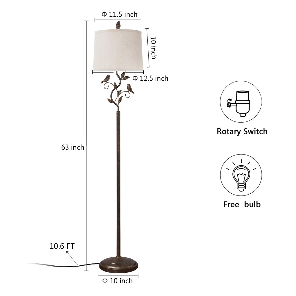 63" Farmhouse Iron Leaf Floor Lamp