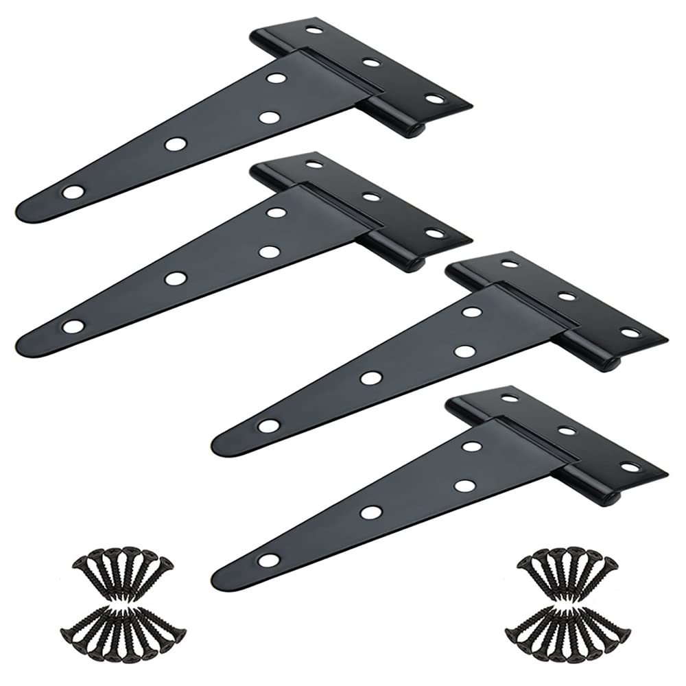 8 inch T Strap Hinges, Heavy Duty T-Strap Shed Door Hinges Gate Hinges, Tee Hinge for Wooden Fences, Yard Door, Barn