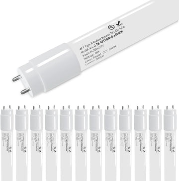 T8 LED Bulbs 4 Foot, 18W (40W Fluorescent Light Bulbs Equivalent) 5000K Daylight, 2300LM, Ballast Bypass Type B, LED