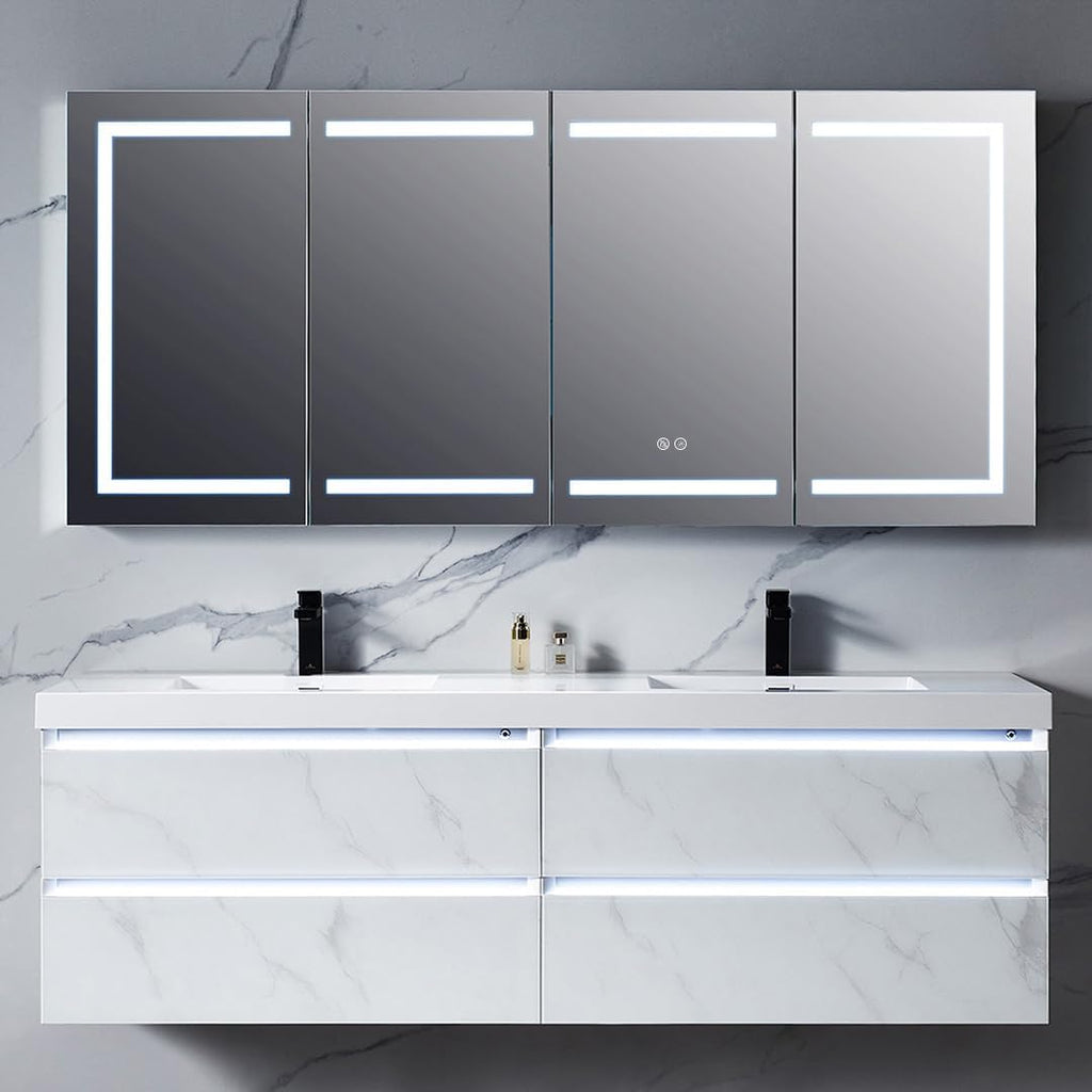 LED Lighted Bathroom Medicine Cabinet Mirror, Defogger, 72x32 | Bathroom Storage Cabinet, Medicine Cabinets
